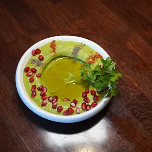 Green Hummus made with fresh herbs