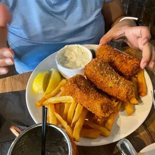 Fish and chips, nicely battered for a better ratio of fish to batter