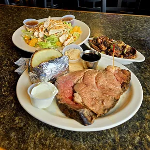 Oriental Chicken Salad, Prime Rib 14 oz Queen cut