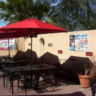 tables and umbrellas