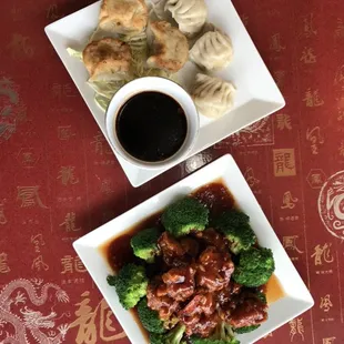 General Tso's Chicken and Pan Fried Dumplings