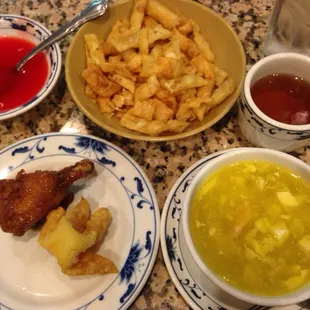 All the appetizers that come with a lunch special! The egg drop soup is awesome!