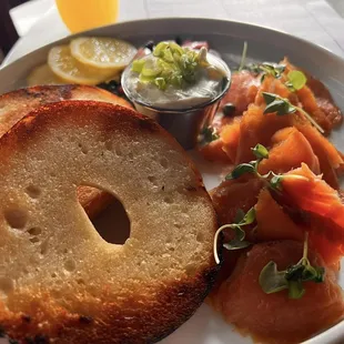 Brunch: 
Bagel and Lox