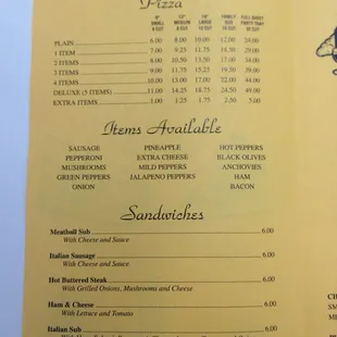 menu