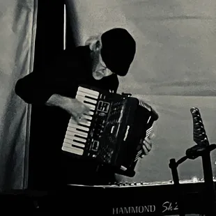 John Decola, "mayor" of Slippery Rock on accordion