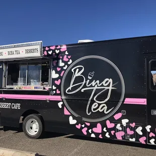 Bing Tea boba and food truck in the parking lot