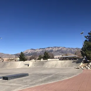 Skate park with a Mountain View