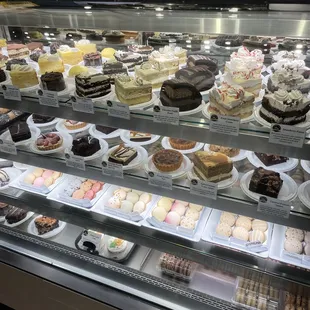 a variety of desserts on display