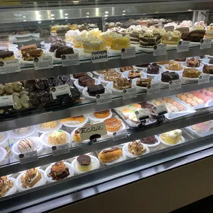 a variety of desserts on display