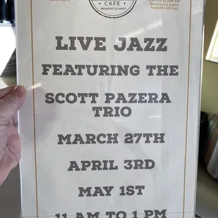 2022 Spring Schedule for live music