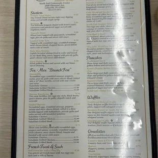Breakfast menu