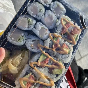 Yellow Tail Scallion Roll and Spicy Tuna Roll