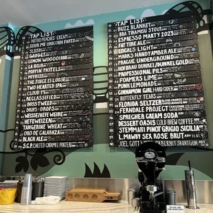 Beer menu