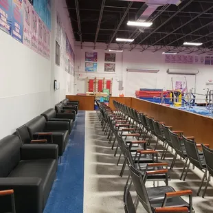 Seats inside the gym