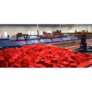 In Ground Foam Pit, In Ground Trampoline and Balance Beam Area