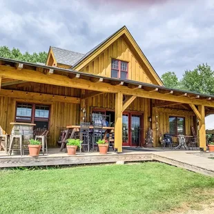 Tasting building with seats indoors and out