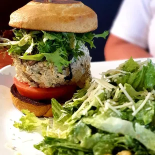 Chicken Salad sandwich with Caesar side salad, $13