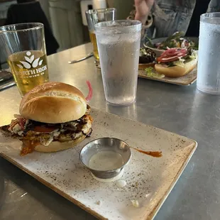 Fried Buffalo Chicken Sandwich and salad Fried Buffalo Chicken Sandwich