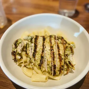 Kids grilled chicken with Alfredo noodles