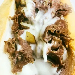 a meat and cheese sandwich