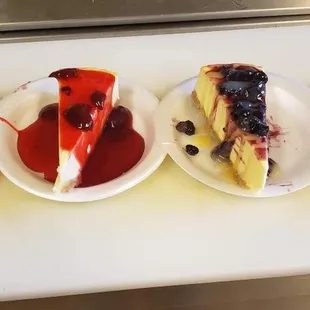 a row of cheesecakes