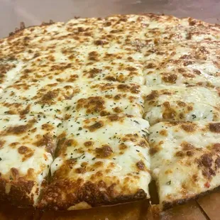 a cheesy cheese pizza