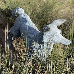 Gorgeous dog statue hidden beneath the grass!
