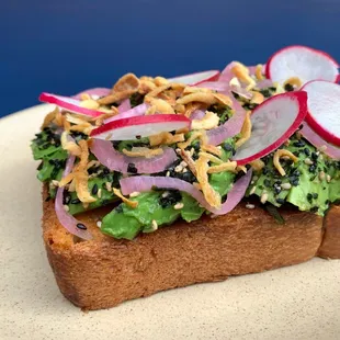 Thick-ass avocado toast on brioche