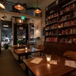 Front dining area and books