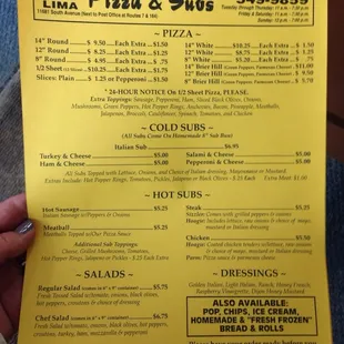 North Lima's Menu