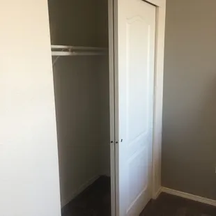 Guest room sliding door closet.