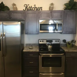 Our beautiful kitchen we have to offer along with it's energy efficient, stainless steel, easy-to-clean applicanes.