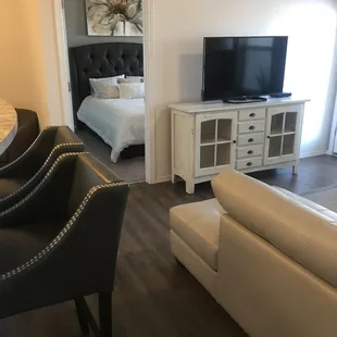 View from Master bedroom across living room to Guest bedroom.