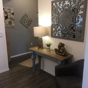 Table/Nook area leading from living room back to the front door.