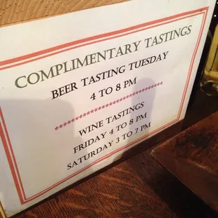 ompliment tasting sign
