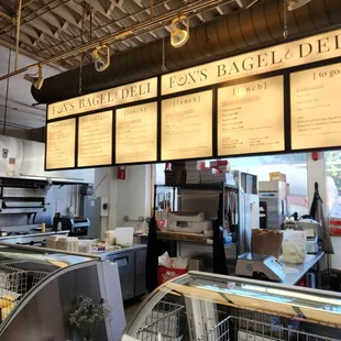the interior of a bagel shop
