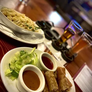 Lumpia and crab&amp;asparagus mac and cheese