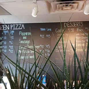 a menu on the wall