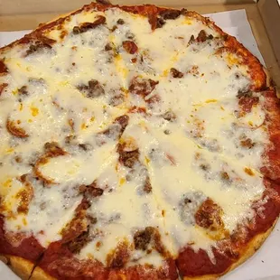 XL pizza with pepperoni and beef.. Cooked perfectly!