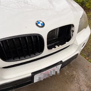 someone stole left grille and scratched the car