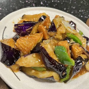 Stir fry potato and eggplant