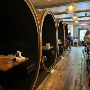 Barrel shape sitting booths!!