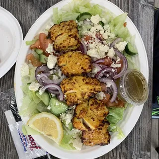 Boneless Chicken Kabob Greek Salad