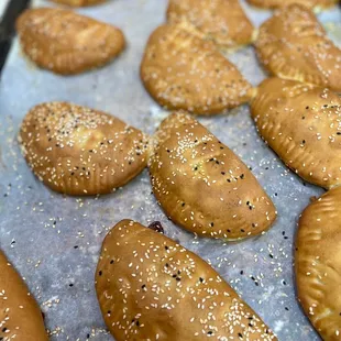 a tray of baked pastries