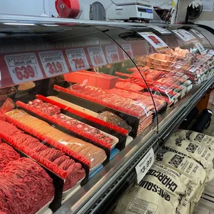 meat in a display case