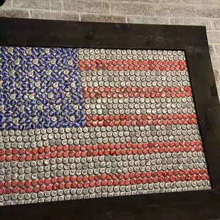 Love this cool flag made of bottle caps