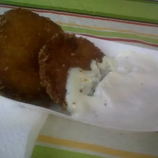 ...Fried Green Tomatoes...served with 3 delicious tomatoes. I couldn't help it. I already ate one!