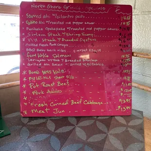 menu