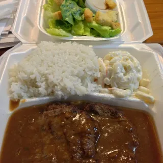 Hamburger Steak and Caesar Salad Combo Plate