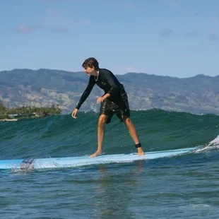 Beginner surfing lesson at North Shore Oahu Surf School.